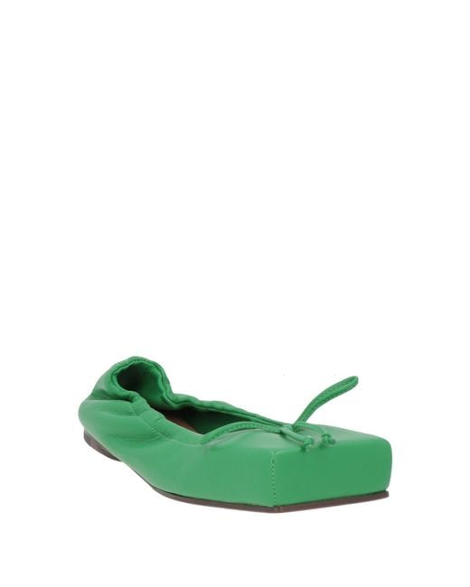 Jacquemus Green Ballet Flats Leather