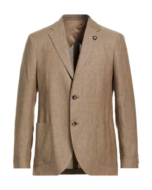 Lardini Brown Blazer Linen, Elastane for men