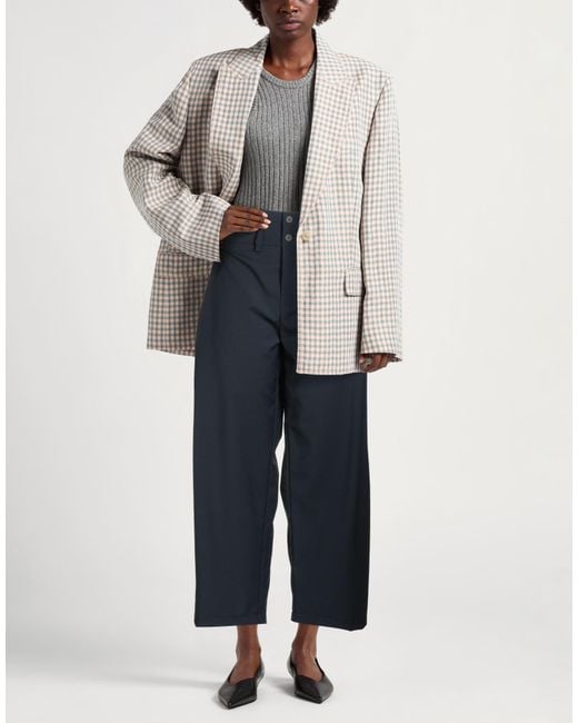 Semicouture Blue Pants Polyester, Virgin Wool, Elastane