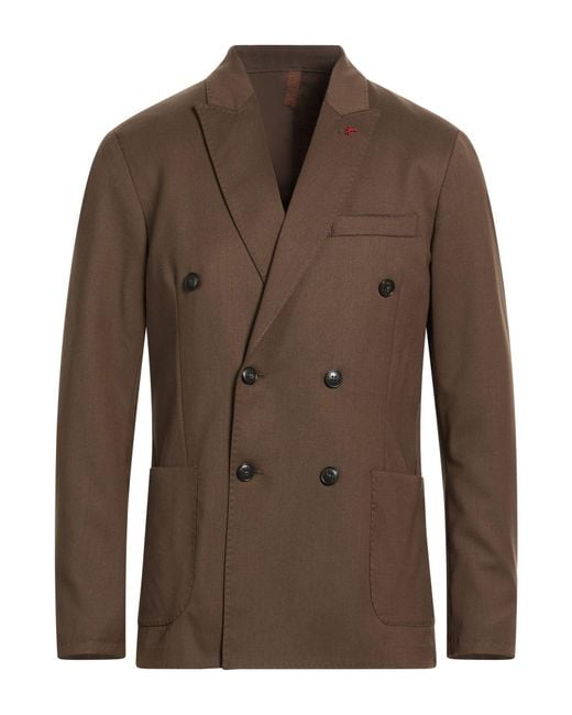 AT.P.CO Brown Blazer Polyester, Wool, Elastane for men