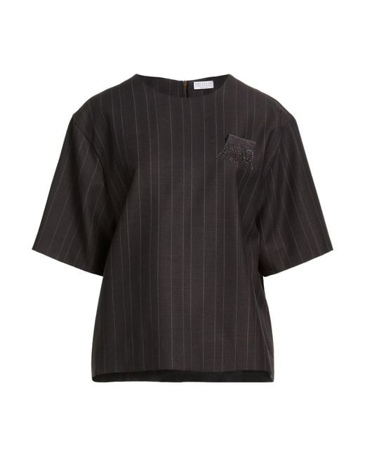 Brunello Cucinelli Black Dark Top Virgin Wool