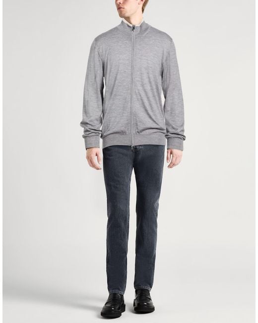 Fedeli Gray Cardigan Cashmere, Silk for men