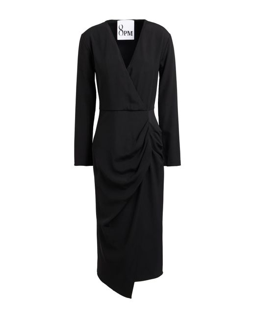 8pm Black Midi Dress Polyester, Elastane