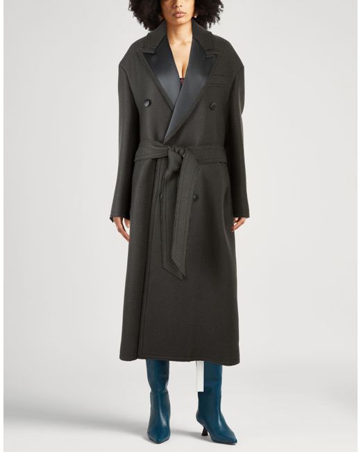 AMI Black Charcoal Coat Virgin Wool