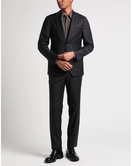 Isaia Charcoal Suit Wool in Black for Men Lyst UK