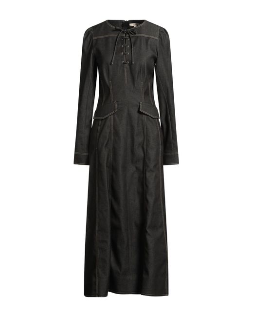 Dorothee Schumacher Black Charcoal Maxi Dress Cotton, Wool, Elastane