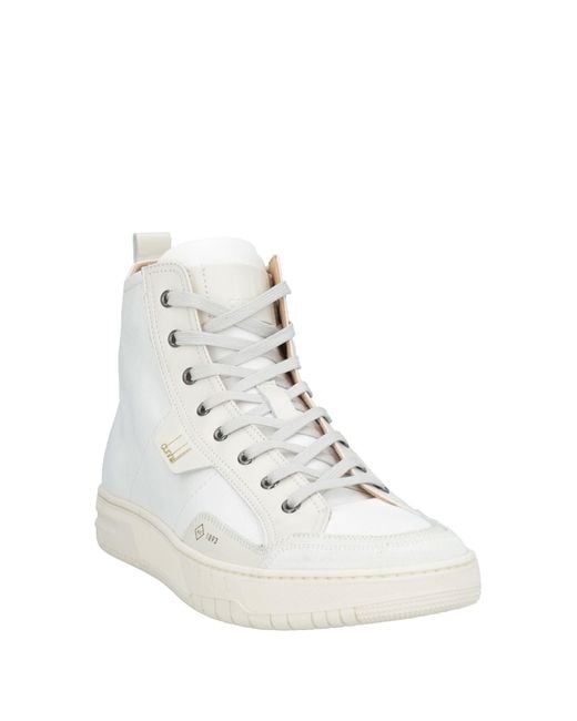 Dunhill White Sneakers Leather, Textile Fibers for men
