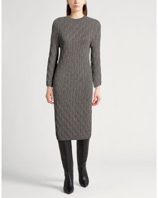 Agnona Gray Midi Dress Cashmere