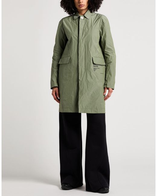 DSquared² Green Military Overcoat & Trench Coat Polyester, Polyamide