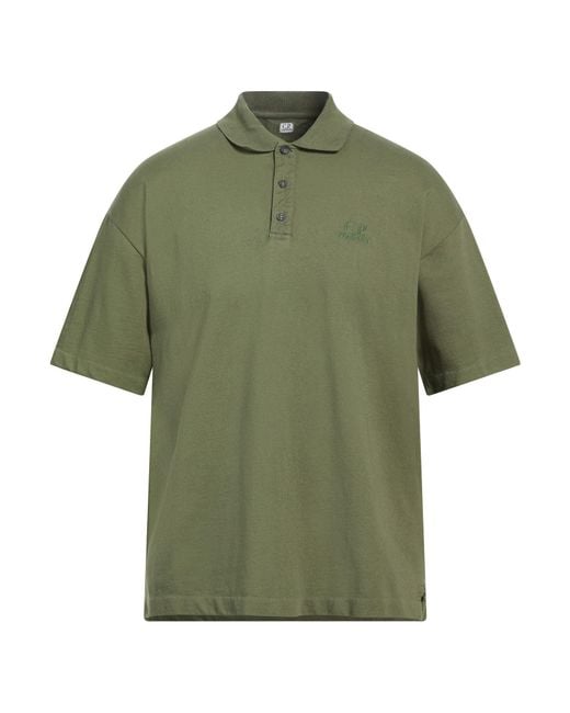 C P Company Green Military Polo Shirt Cotton for men