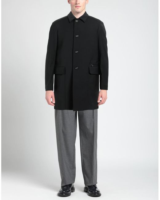 Paolo Pecora Black Overcoat & Trench Coat for men