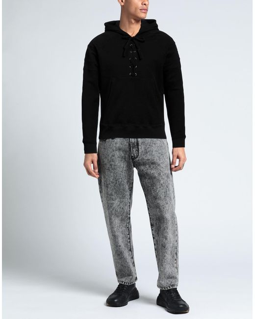 Saint Laurent Black Lace-up Organic-cotton Hoodie for men