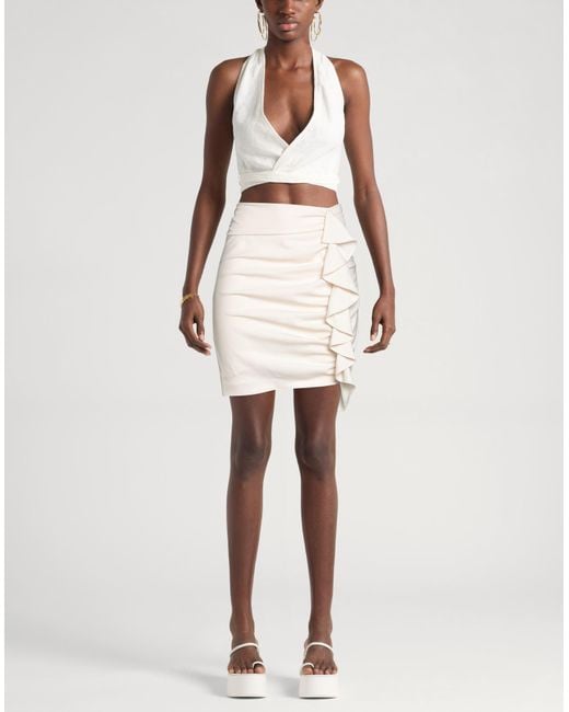 Pinko Natural Ivory Mini Skirt Polyester