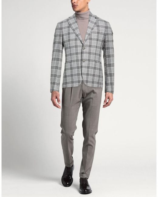 BRERAS Milano Gray Charcoal Blazer Viscose, Virgin Wool, Polyamide for men