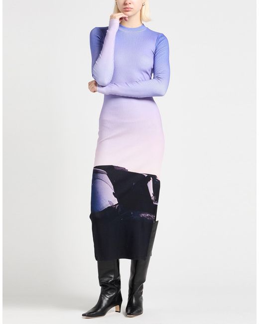 MSGM Purple Midi Dress Cotton, Elastane