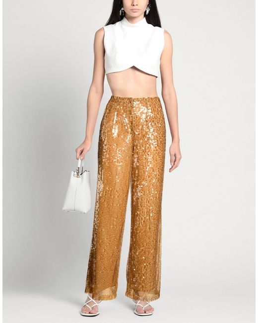 SOLOTRE Natural Camel Pants Polyester