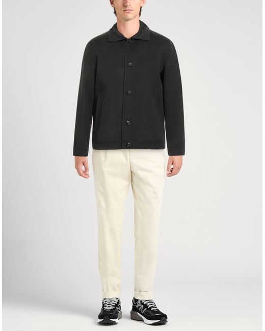 Isaia Black Coat Wool, Cashmere for men
