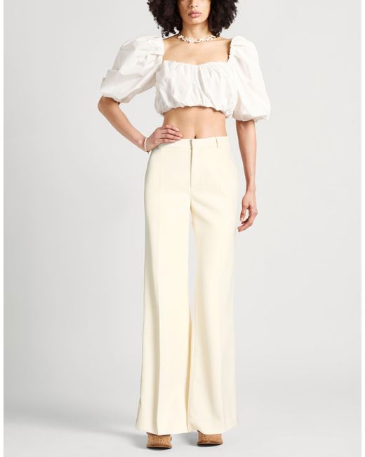Chloé White Ivory Pants Virgin Wool