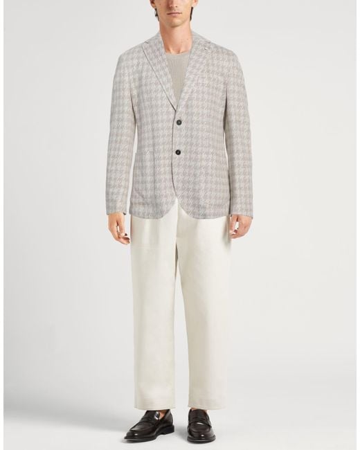 L.b.m. 1911 Gray Blazer Linen, Polyester for men
