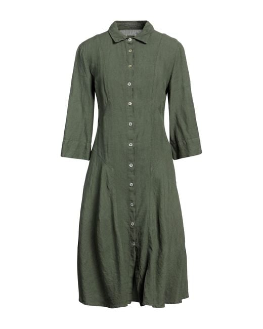 120% Lino Green Midi Dress