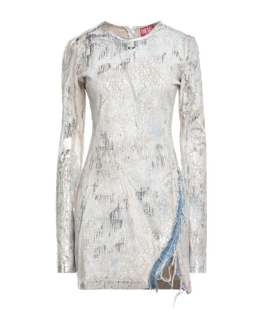 DIESEL Gray Mini Dress Cotton, Elastane