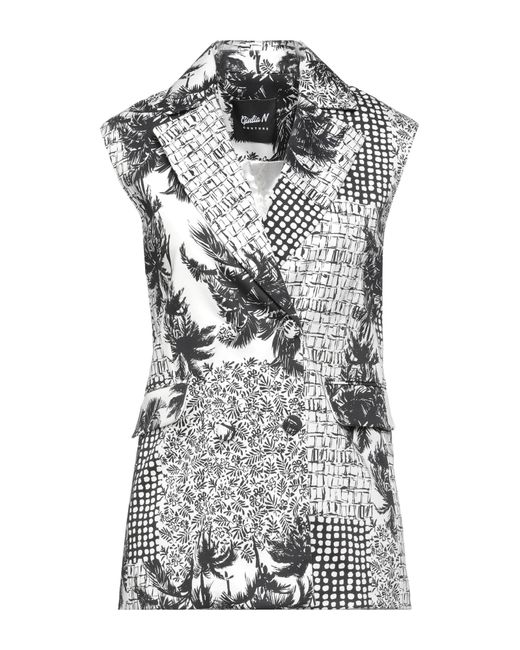 Giulia N Couture Gray Blazer Cotton, Elastane