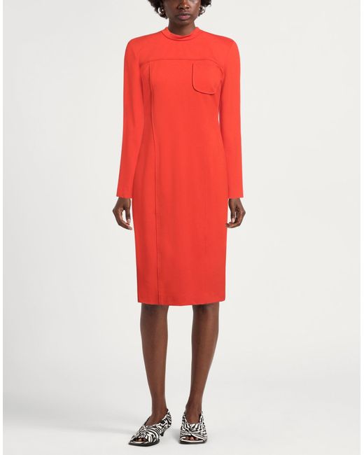 MEIMEIJ Red Midi Dress Viscose, Polyamide, Elastane, Acetate