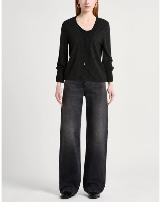 Gran Sasso Black Charcoal Cardigan Virgin Wool, Viscose, Cashmere, Polyester, Metal Fiber