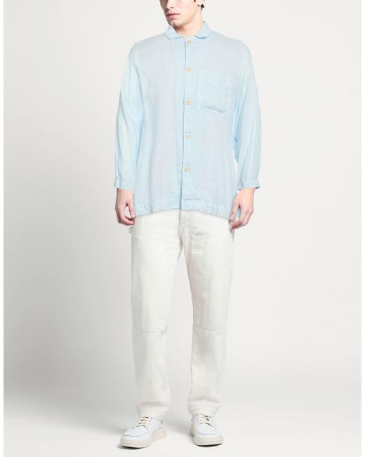 Tintoria Mattei 954 Blue Light Shirt Linen for men
