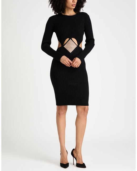 Odi Et Amo Black Midi Dress Viscose, Polyester, Polyamide
