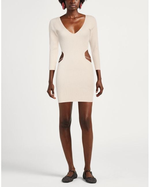Kontatto Natural Mini Dress Viscose, Acrylic, Elastane