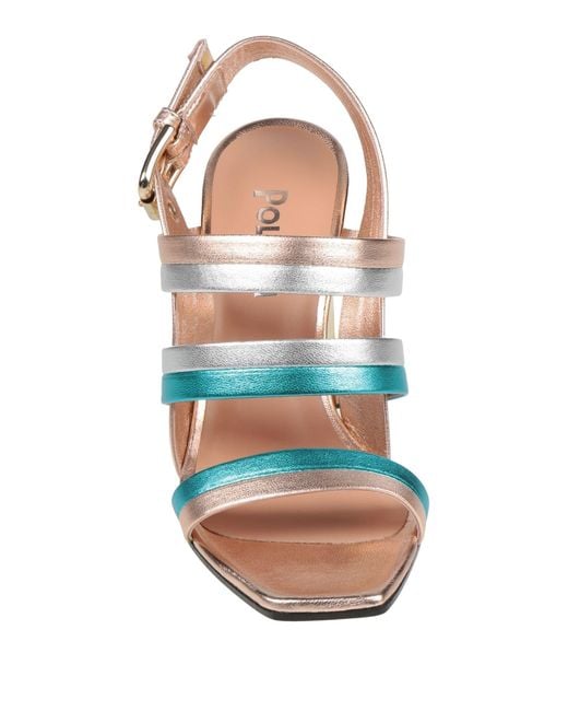 Pollini Metallic Sandals Leather
