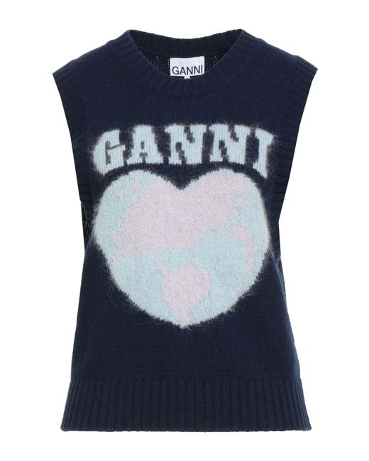 Ganni Blue Sweater Wool, Recycled Wool, Recycled Polyamide, Mohair Wool, Alpaca Wool