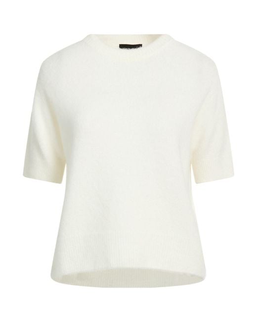 Roberto Collina White Sweater Cashmere, Silk, Polyester