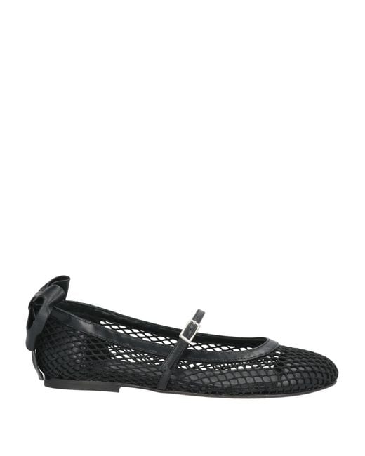 Gia Borghini Black Ballet Flats Leather, Textile Fibers