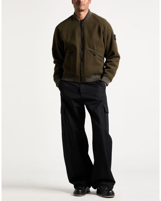 Stone Island Green Khaki Jacket Virgin Wool, Polyamide for men