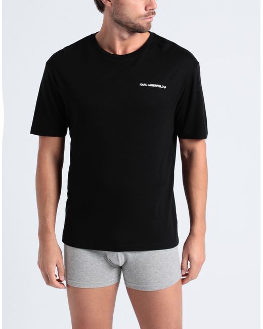 Karl Lagerfeld Black Logo Pyjama T-Shirt Sleepwear Lyocell, Organic Cotton for men