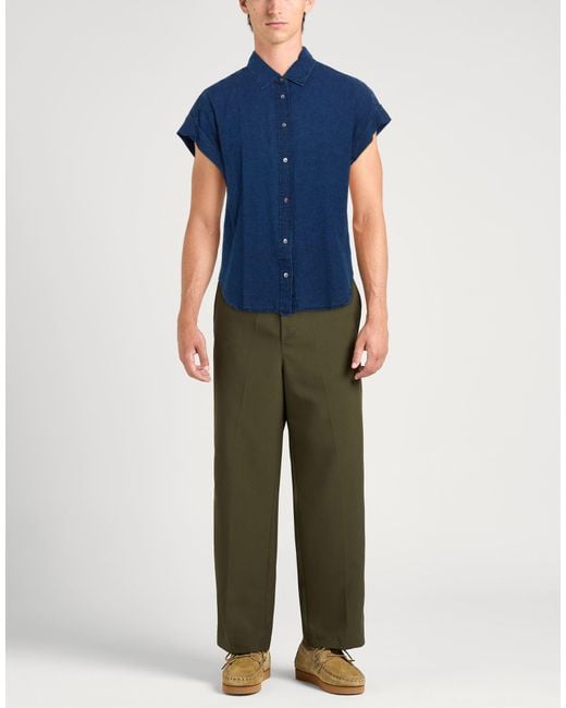 Closed Blue Denim Shirt Linen, Cotton for men