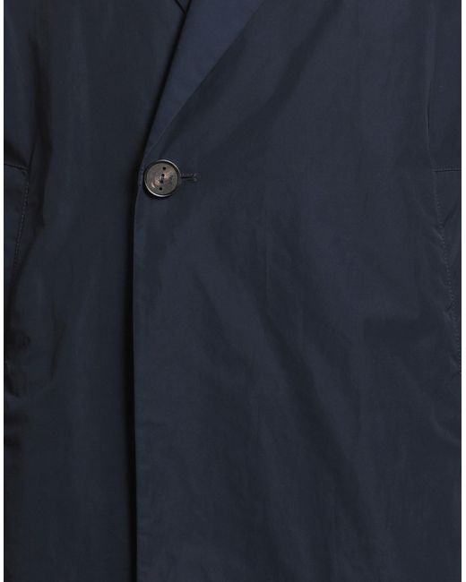 Hevò Blue Overcoat & Trench Coat Polyester, Cotton for men