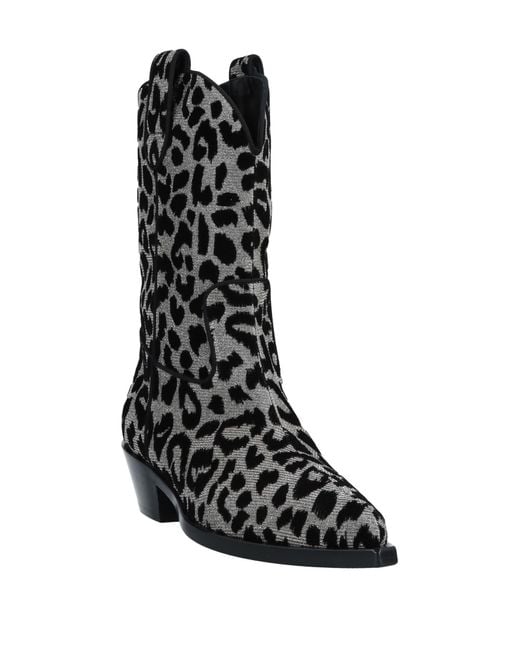 Dolce & Gabbana Black Texan 40 Leopard Cowboy Boots