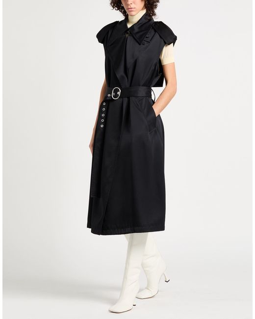 Jil Sander Black Overcoat & Trench Coat Viscose, Silk