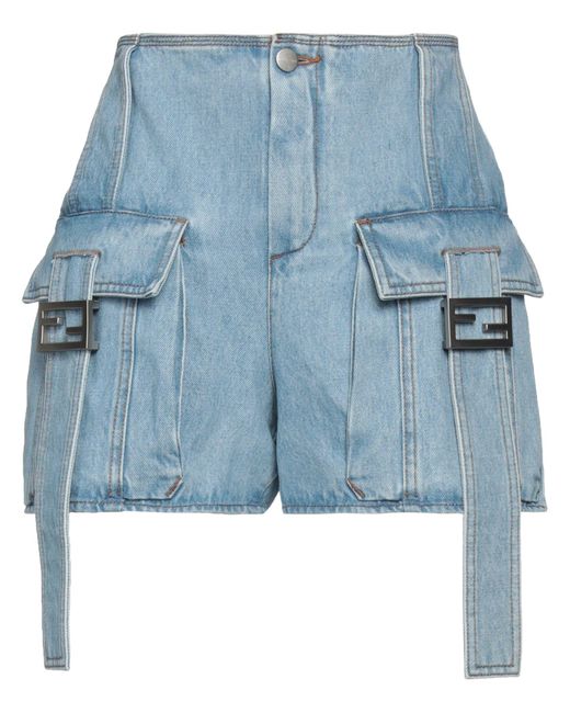 Fendi Denim Shorts in Blue | Lyst