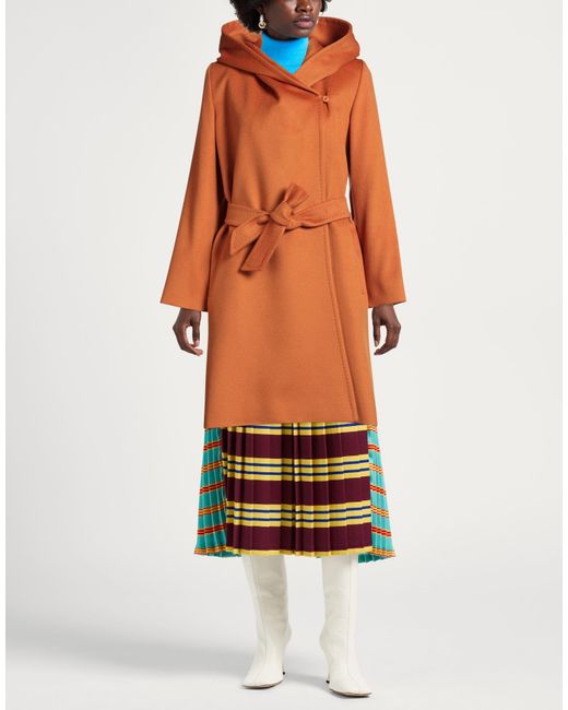 Max Mara Orange Coat Virgin Wool