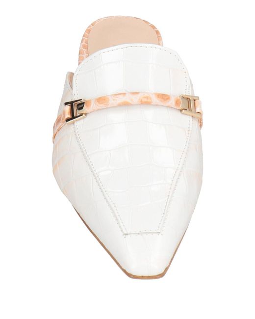 Zinda White Mules & Clogs