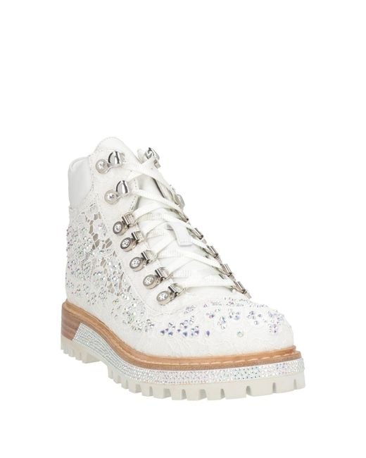Le Silla White Ankle Boots Leather, Textile Fibers