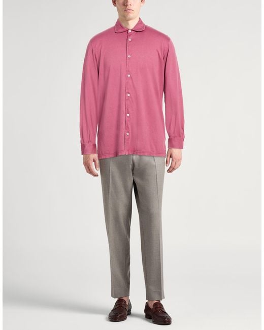 Fedeli Pink Garnet Shirt Organic Cotton for men