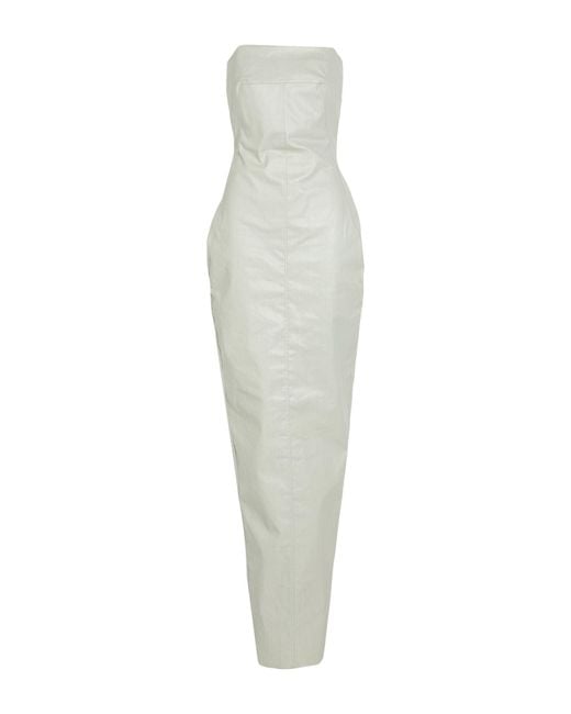 Rick Owens White Maxi Dress Cotton, Elastomultiester, Rubber