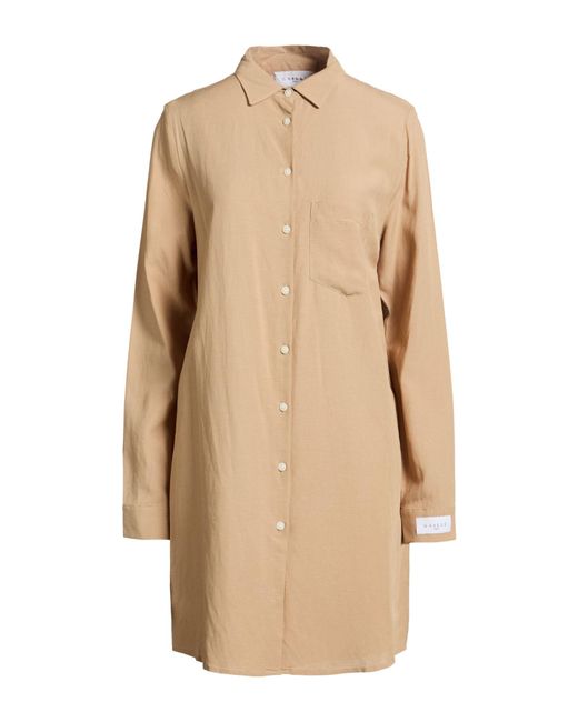 Gaelle Paris Natural Camel Mini Dress Viscose, Linen