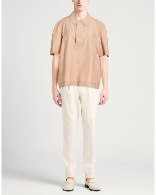 Ferragamo Natural Sand Shirt Cotton, Silk for men