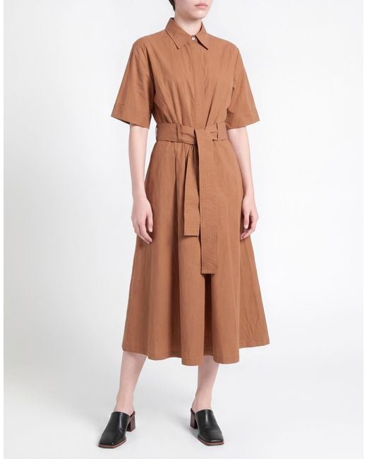 Fedeli Brown Midi Dress Cotton